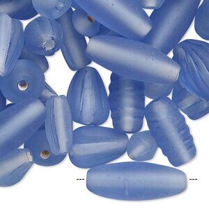 50g Bulk Handcrafted India Lampwork Glass Beads Mix Matte Cornflower Blue